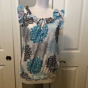 Blouse Adorable Feminine Blue Print Blouse